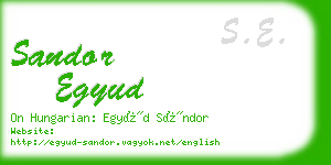 sandor egyud business card